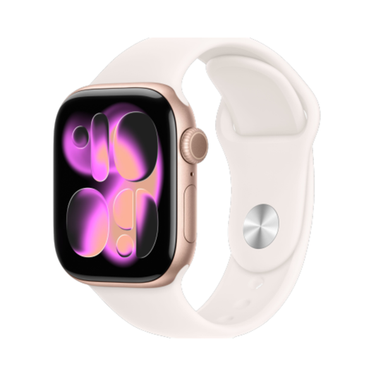 ساعة Apple Watch Series 11 GPS، هيكل من الألومنيوم مع حزام رياضي