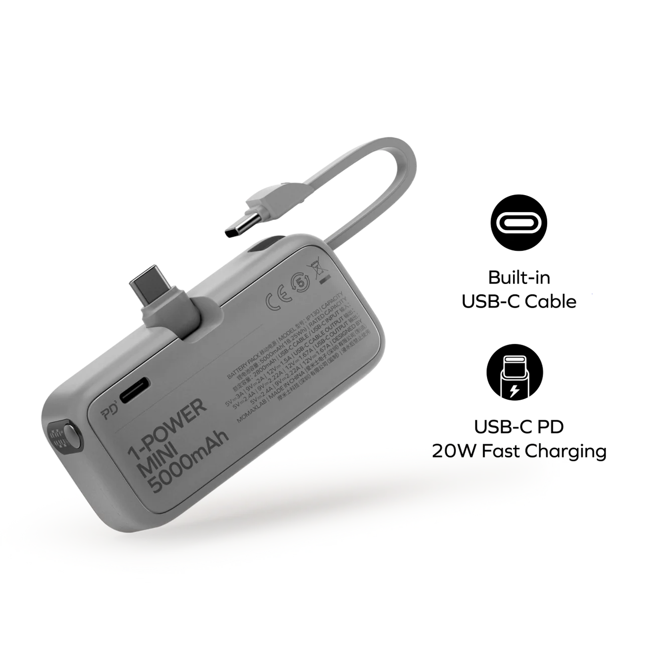 1-Power Mini 3-in-1 Power Bank 5000mAh سعر مخفض