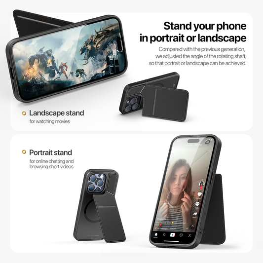 غطاء خلفي من سلسلة رافي II لجهاز iPhone 15 Pro Max باللون الأسود