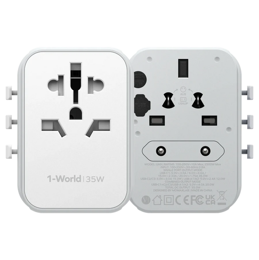 شاحن سفر 1-World بخمسة منافذ بقوة 35 وات