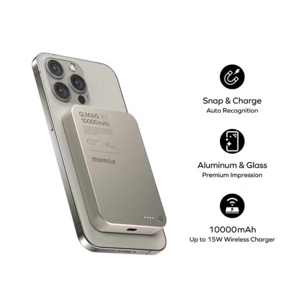 MOMAX Q.Mag X1 Magnetic Wireless Power Bank 10000mAh