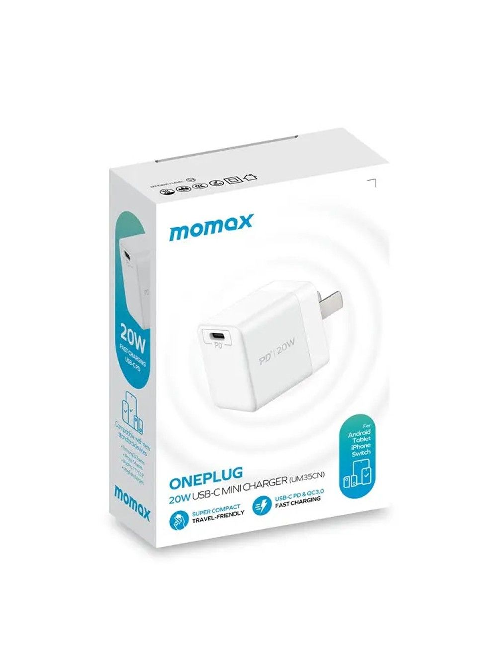 شاحن موماكس السريع الصغير بمنفذ USB-C بقوة 20 وات