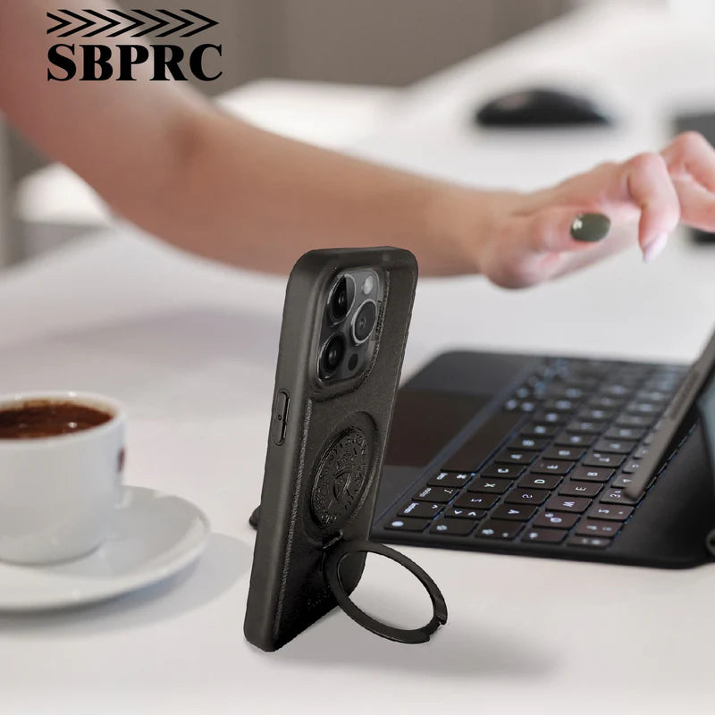 جراب جلدي بريمو لجهاز iPhone 15 Pro Max باللون الأسود