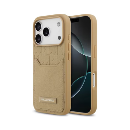 جراب كارل لاغرفيلد لجهاز آيفون 17 برو ماكس بني