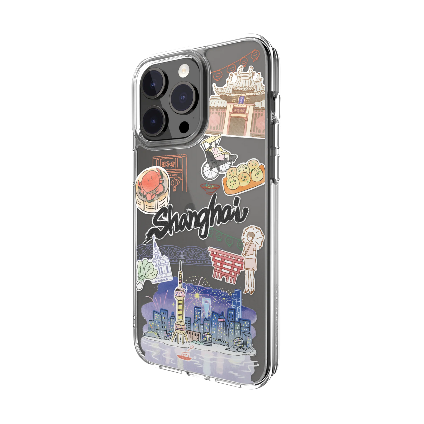 SwitchEasy Hand-drawn Print Case with AirBarrier Shockproof Clear iPhone 15 Pro Max