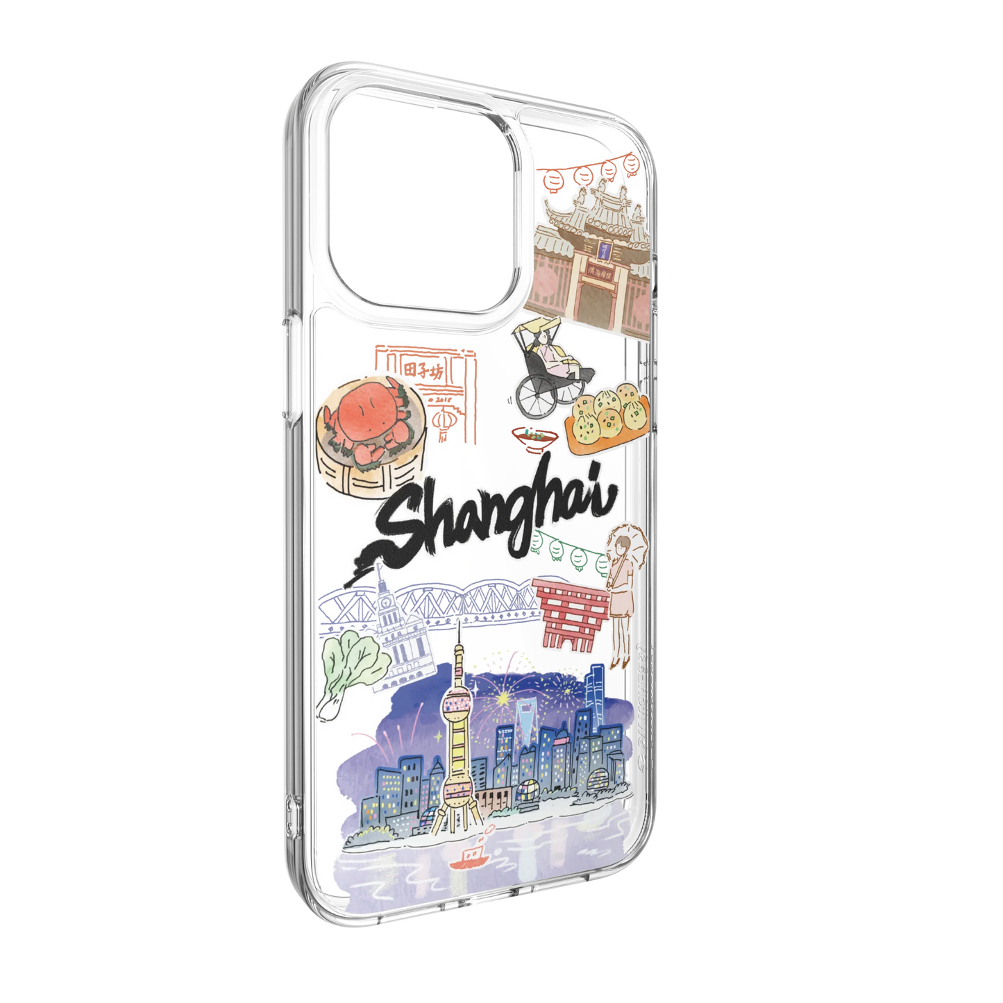 SwitchEasy Hand-drawn Print Case with AirBarrier Shockproof Clear iPhone 15 Pro Max