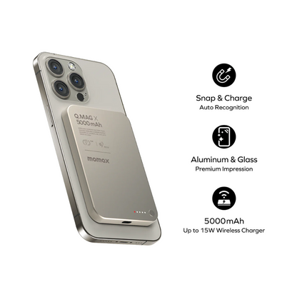 باور بانك لاسلكي مغناطيسي من موماكس كيو ماج اكس بسعة 5000 مللي أمبير/ساعة