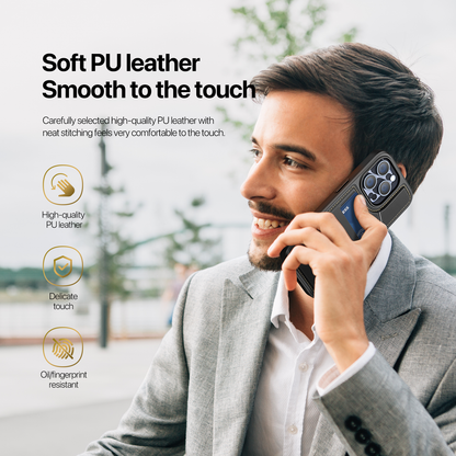 غطاء خلفي من سلسلة رافي II لجهاز iPhone 15 Pro Max أزرق داكن