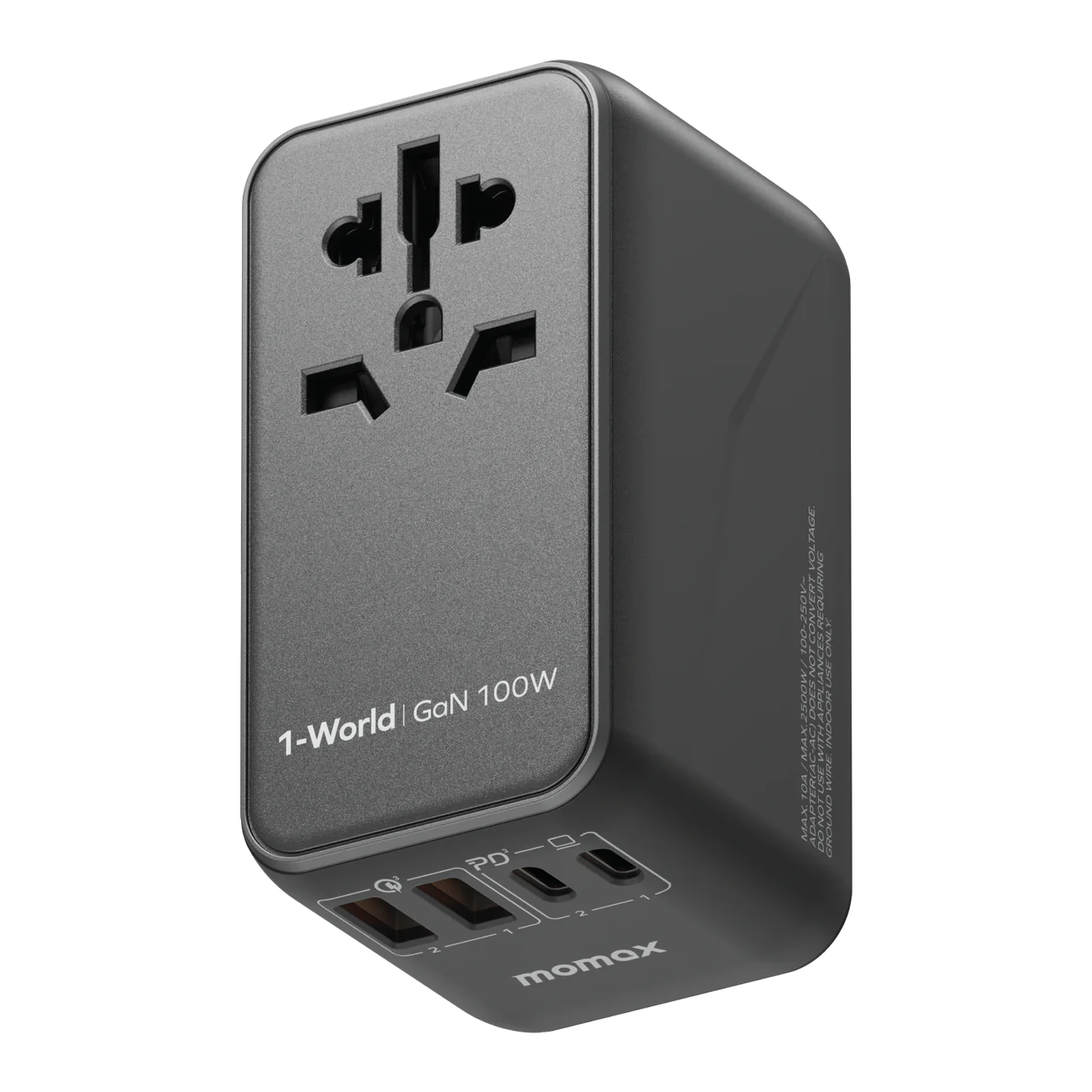 شاحن GaN للسفر عالمي بأربعة منافذ بقوة 100 وات من 1-World