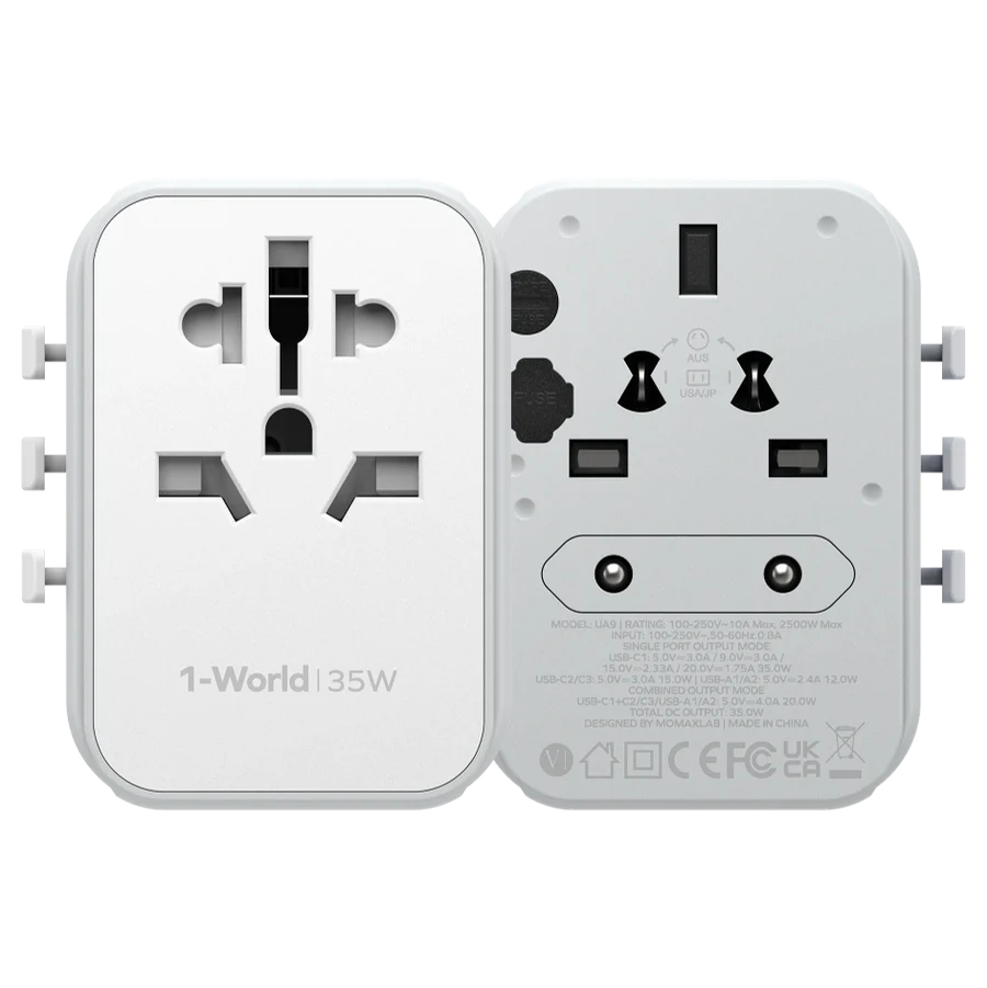 شاحن سفر 1-World بخمسة منافذ بقوة 35 وات