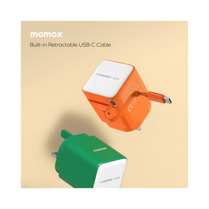 MOMAX 1-Charge+ 1-Port GaN Charger With Built-In USB-C Cable 65W