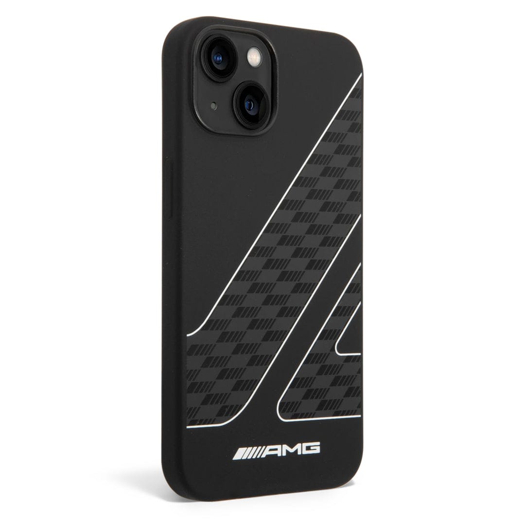 iPhone 14 Plus - Silicone Black Case Checkered Flag Pattern - AMG