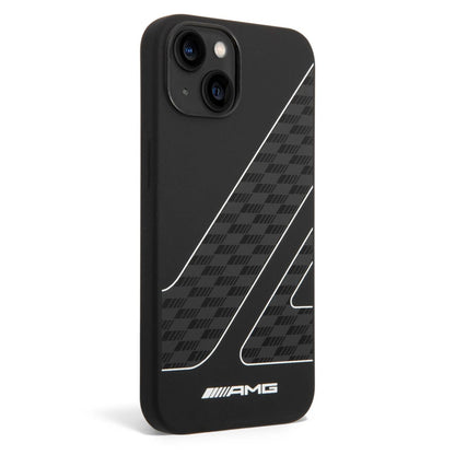 iPhone 14 Plus - Silicone Black Case Checkered Flag Pattern - AMG