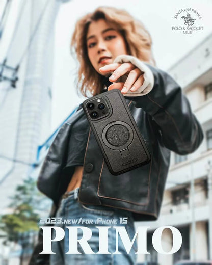 جراب جلدي بريمو لجهاز iPhone 15 Pro Max باللون الأسود